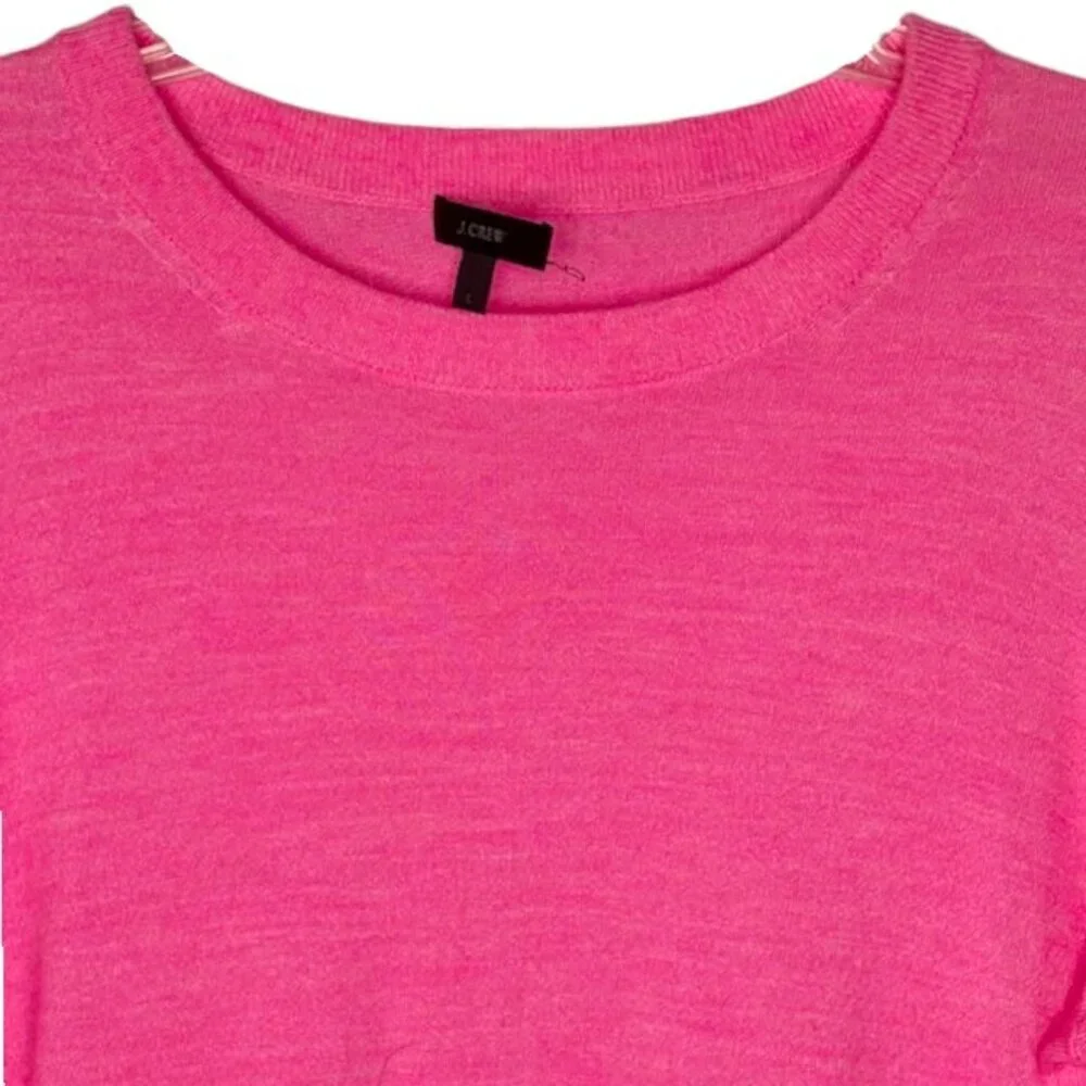 J. Crew Tilly Merino Wool Rounded Crew Sweater - Heathered Pink - L